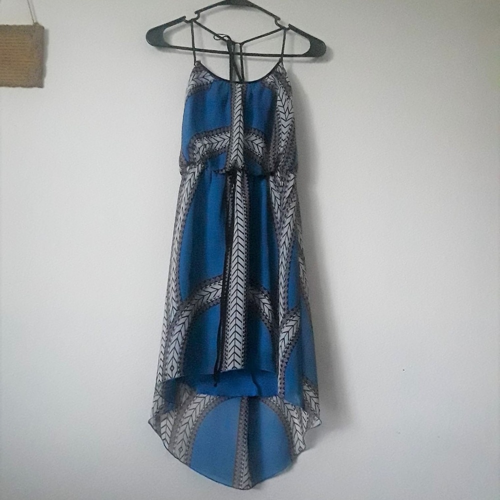 Blue High low hem or Fishtail dress.